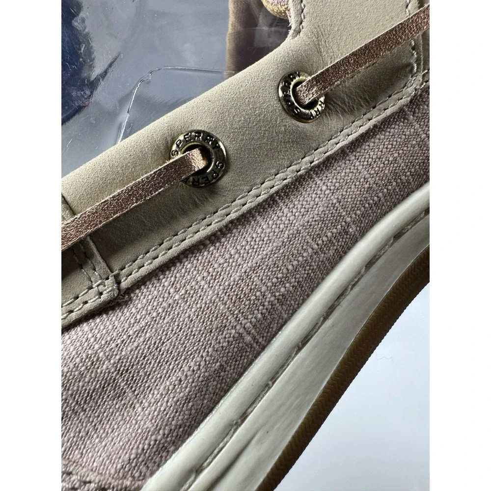 Sperry Koifish STS86519 Womens 7.5 Linen Pink Sparkle Moc Toe Lace Up Boat Shoes